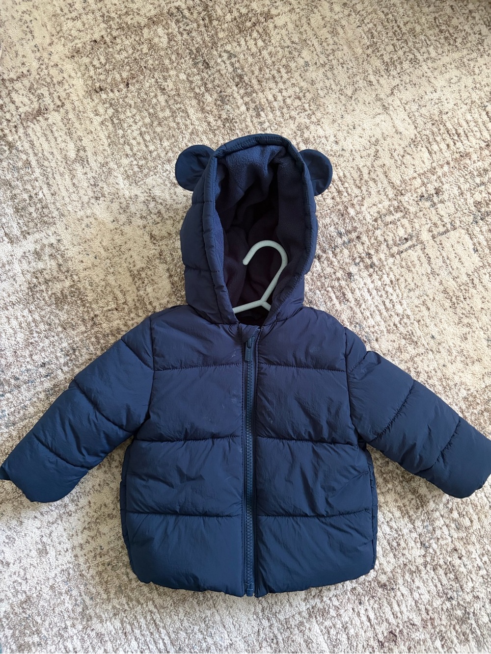 Old Navy Kids Navy Puffer Jacket with Hood and Ear Details